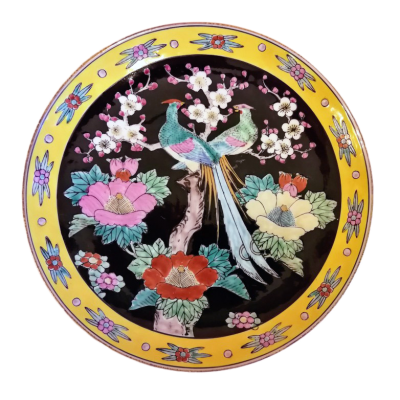 Talerz dekoracyjny ręcznie malowany. Chińska porcelana, sygn.
